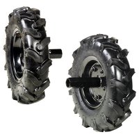 Pair of 3.50-8 tyred wheels